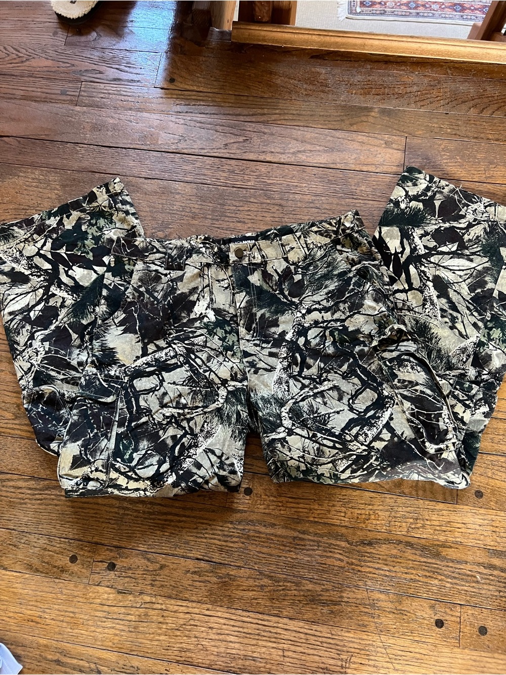 Fashion Nova Men's Black & Cream Camouflage Cargo Pants